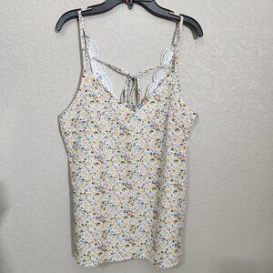 Shein Tank Top Size M Floral Lace-Back Adjustable Straps Cottagecore